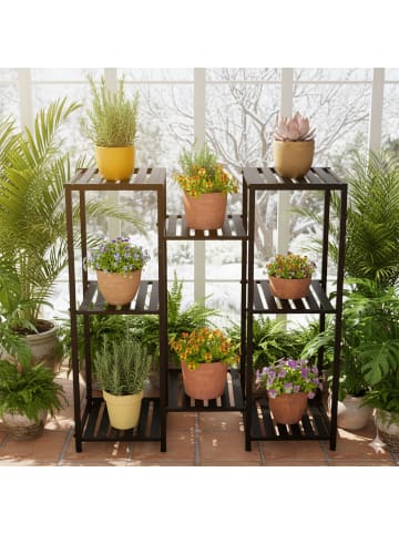 relaxdays Blumenregal in Schwarz - (B)80 x (H)81 x (T)28,5 cm