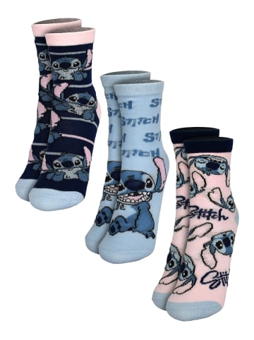 Lilo & Stitch 3er Pack Disney Lilo & Stitch Socken Kindersocken Söckchen in blau/rosa