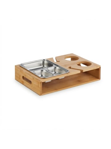 relaxdays Couchbar in Natur/ Silber - (B)36,5 x (H)8 x (T)25 cm