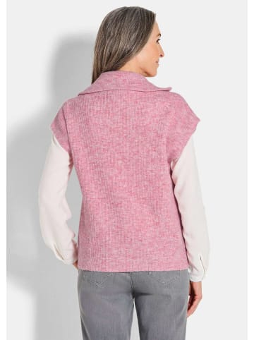 GOLDNER Kurzgröße:  Melierte Weste mit Reißverschluss in rosé