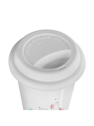 Mr. & Mrs. Panda Thermobecher Einhorn Verliebt mit Spruch in Weiß