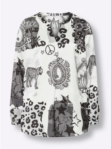 Heine Druckbluse in champagner-schwarz-bedruckt