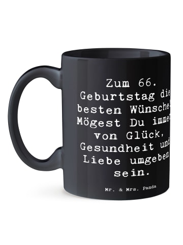 Mr. & Mrs. Panda Kaffeebecher Spruch 66. Geburtstag mit Spruch in Schwarz