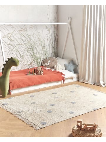 Beliani Kurzflor DARDERE in Beige/Blau - (W) 140 x (L) 200 cm