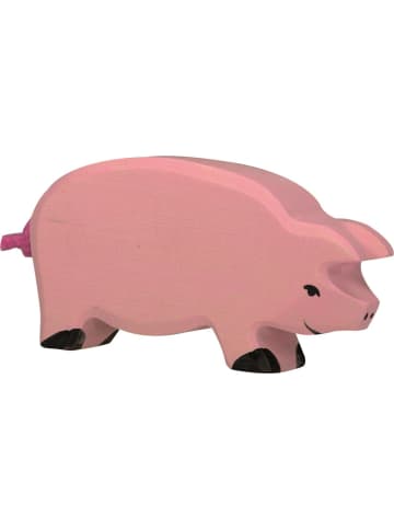 Holztiger Schwein aus Holz in pink
