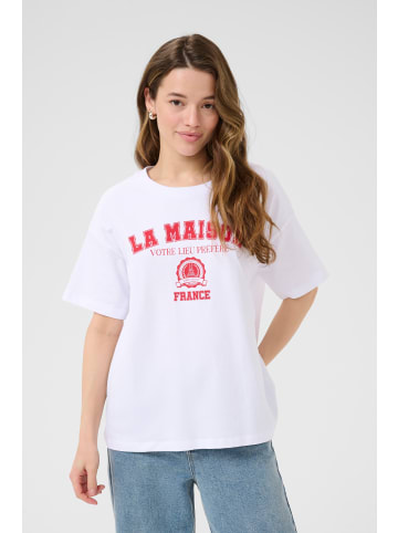 Kaffe T-shirt KAadelina Loose fit in Optical White/Red Text Print