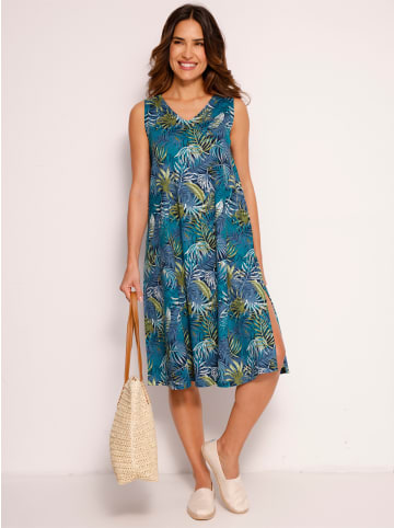 Sieh an! Sommerkleid in jeansblau-aquapetrol-bedruckt