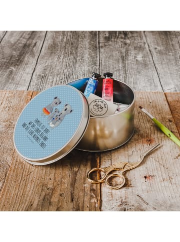 Mr. & Mrs. Panda Teedose Koala Familie mit Spruch in Blau Pastell