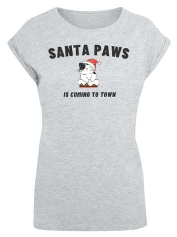 F4NT4STIC T-Shirt Santa Paws Christmas Cat in grau meliert