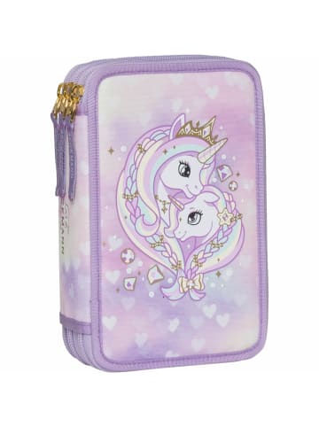 BECKMANN 3-Fächrige Federmappe Unicorn Princess Purple in lila