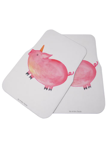 Mr. & Mrs. Panda Auto Fußmatte Einhorn Schwein ohne Spruch in Weiß