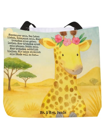 Mr. & Mrs. Panda Tote Bag Giraffe Blumenkranz Design mit Spruch in Weiß
