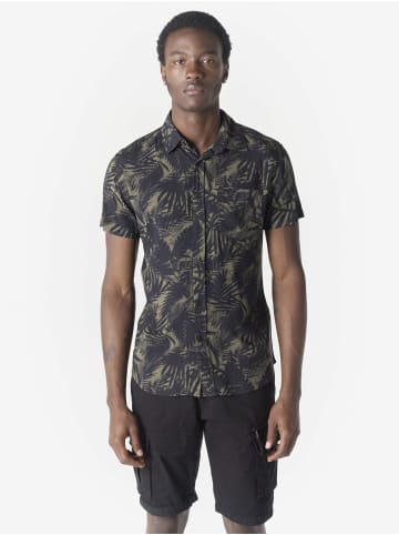 KOROSHI Herren kurzarm-viskosehemd in khaki