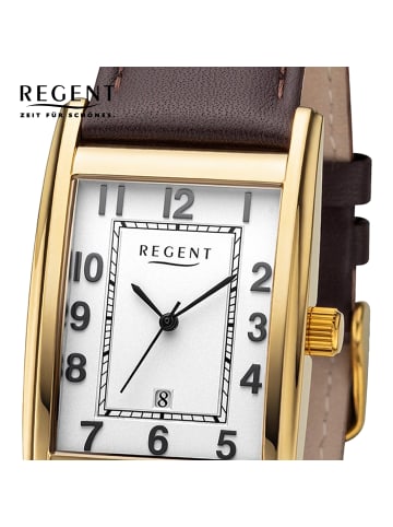 Regent Analog-Armbanduhr Regent Lederarmband dunkelbraun klein (ca. 29mm)