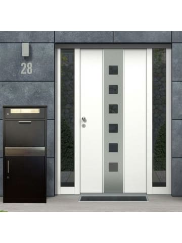 relaxdays Briefkasten in Schwarz/ Silber - (B)50 x (H)112 x (T)37 cm