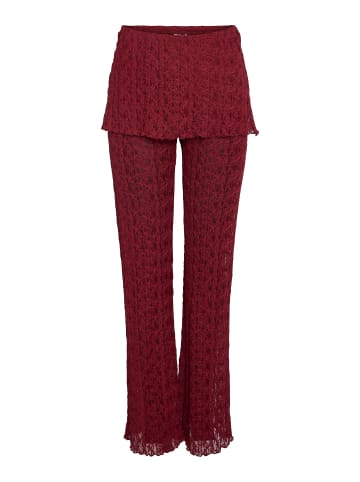 Noisy may Gemusterte Hose mit weitem Bein mit Spitzen Rock Details in Weinrot