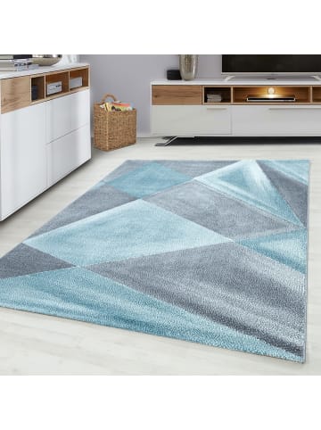 KADIMA DESIGN Teppich Kurzflor Geometrisch Polypropylen Wohnzimmer in Blau