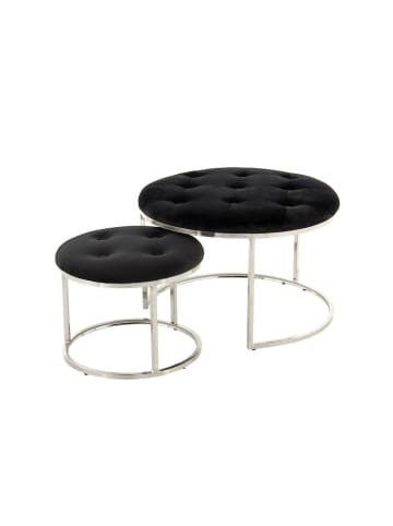 Kayoom Retro Hocker Becky 2erSet in schwarz - silber