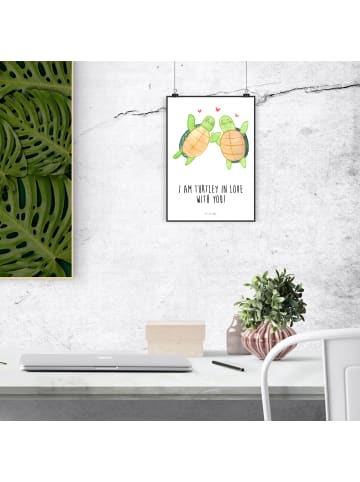 Mr. & Mrs. Panda Print Schildkröten Paar mit Spruch in Weiß