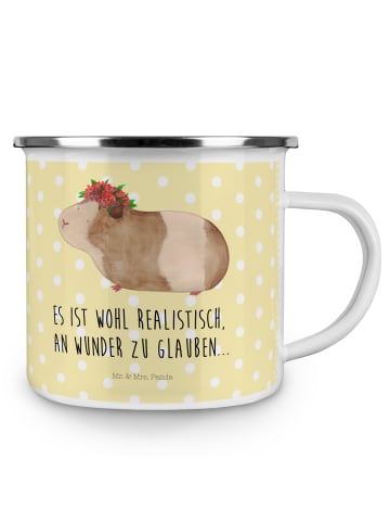 Mr. & Mrs. Panda Emaille Tasse Meerschweinchen Weisheit mit Spruch in Gelb Pastell