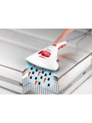 Clean Maxx Milben-Handstaubsauger mit UV-C-Licht 300W weiß/rot inkl. 2 Ersatzfilter Weiß