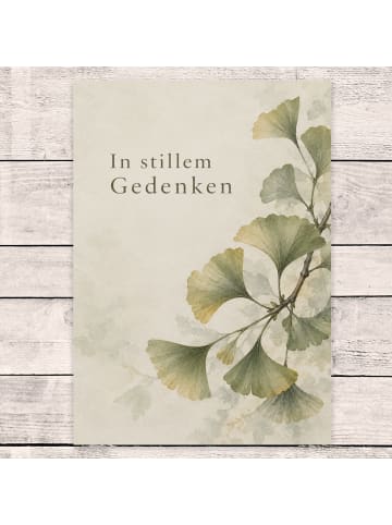 Mr. & Mrs. Panda Trauerspruchkarte Ginkgo elegant Design mit Spruch in Weiß
