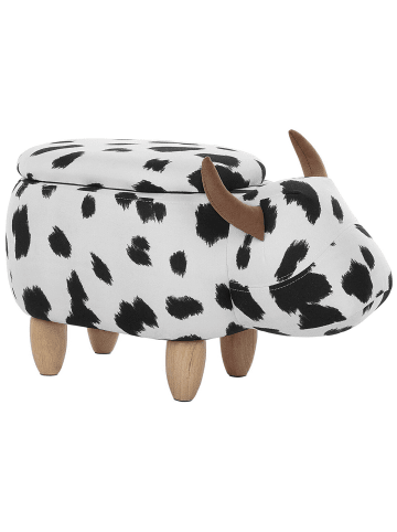 Beliani Tierhocker COW in Weiß/Schwarz/Braun - (W) 60 x (H) 35 x (L) 32 cm