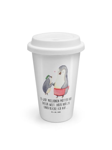 Mr. & Mrs. Panda Thermobecher To Go Pinguin mit Kind mit Spruch in Weiß