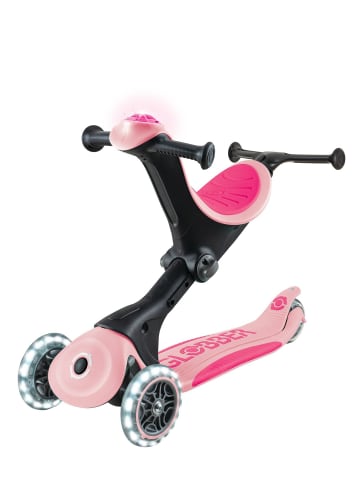 GLOBBER 3in1 Aufsitzrad, Laufrad, Scooter GO-UP DELUXE LIGHTS in pastellrosa, Leuchtmod
