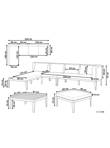 Beliani 3-tlg Sitzgruppe BRACCIANO in Beige/Schwarz/Braun