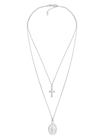 Elli Halskette 925 Sterling Silber Kreuz, Marienbild in Silber