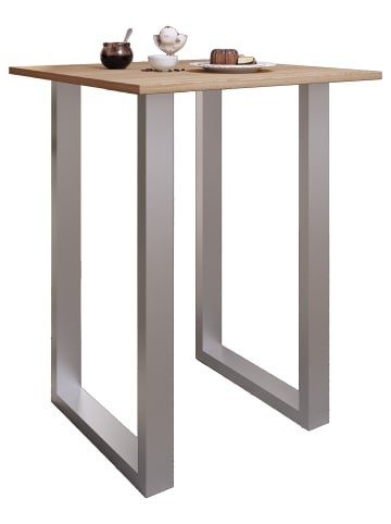 VCM  Holz Bartisch Stehtisch Tisch Tresen Xona 80x80 in Silber / Sonoma-Eiche