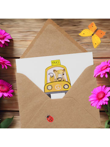 Mr. & Mrs. Panda Einladungskarte Taxifahrer Leidenschaft mit Spruch in Weiß