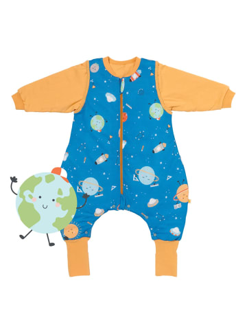 Schlummersack Schlafsack mit Füßen und umklappbaren Bündchen, 2.5 TOG in Blau-Gelb