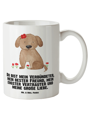 Mr. & Mrs. Panda Henkelbecher Hund Dame mit Spruch in Weiß
