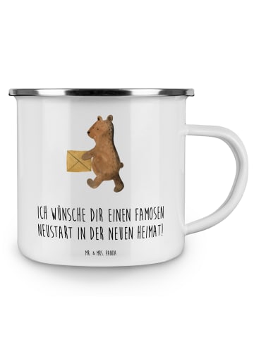 Mr. & Mrs. Panda Blechtasse Neustart Umzug mit Spruch in Weiß