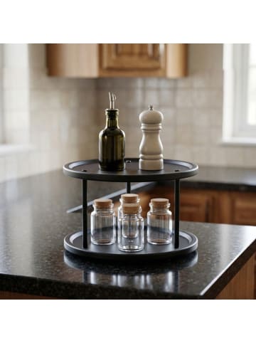 Wenko Küchen-Organizer LAZY SUSAN, 2 Etagen, Metall in Schwarz, Ø 26,5 x (H) 15,5 cm