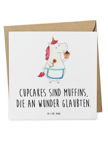 Mr. & Mrs. Panda Einladungskarte Einhorn Küche mit Spruch in Weiß