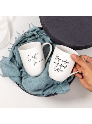 Villeroy & Boch 6er Set Becher 'Keep calm and drink Coffee' Statement in Weiß 290 ml