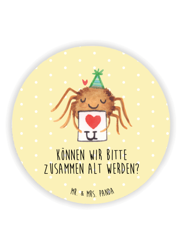 Mr. & Mrs. Panda Kühlschrankmagnet Spinne Agathe Brief mit Spruch in Gelb Pastell