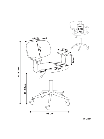 Beliani Bürostuhl GUNNISON in Braun/Grün - (W) 63 x (H) 74 x (L) 63 cm