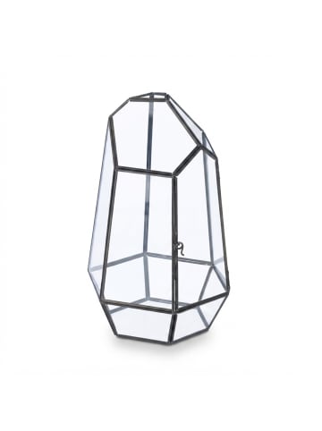 relaxdays Pflanzenterrarium "geometrisch" in Schwarz - (B)18 x (H)26 x (T)15 cm