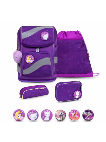 Belmil 5tlg-Set: Schulranzen Set Smarty Purple Sky in Lila H37xL26xT18 cm