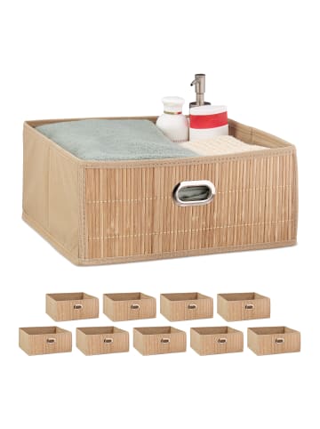relaxdays 10 x Aufbewahrungskorb in Natur - (B)31 x (H)14 x (T)31 cm