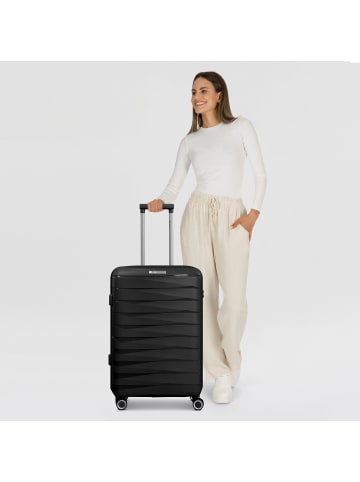 Franky London 4 Rollen Trolley M 65 cm mit Dehnfalte black