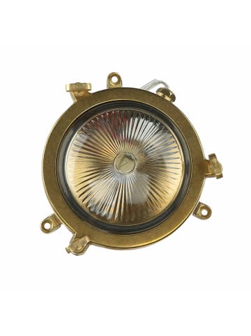 Licht-Erlebnisse Außen Wandlampe Ø 14 x (H)14 cm in Messing