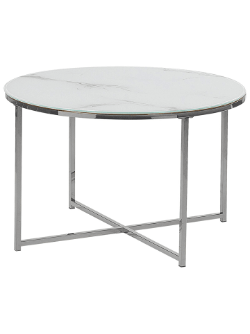 Beliani Couchtisch QUINCY in Weiß/Silber - (W) 70 x (H) 45 x (L) 70 cm