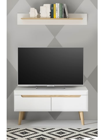 Furn.Design Wandboard weiß matt, Eiche, Wandregal 107 cm skandinavisches Design