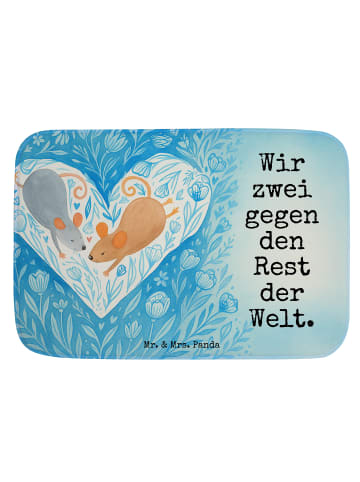 Mr. & Mrs. Panda Badteppich Mäuse Herz Design mit Spruch in Weiß