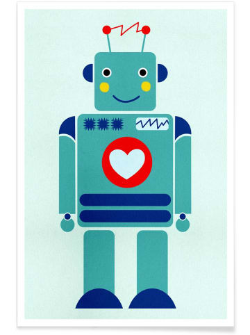 Juniqe Poster "Robot with a Heart" in Bunt